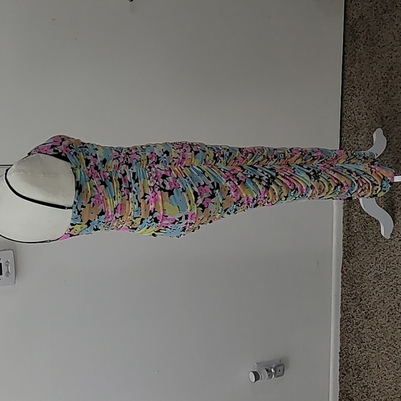 ARFM Ruched Mesh Midi Slipdress in Sky Floral Size Large NWT - Picture 13 of 15